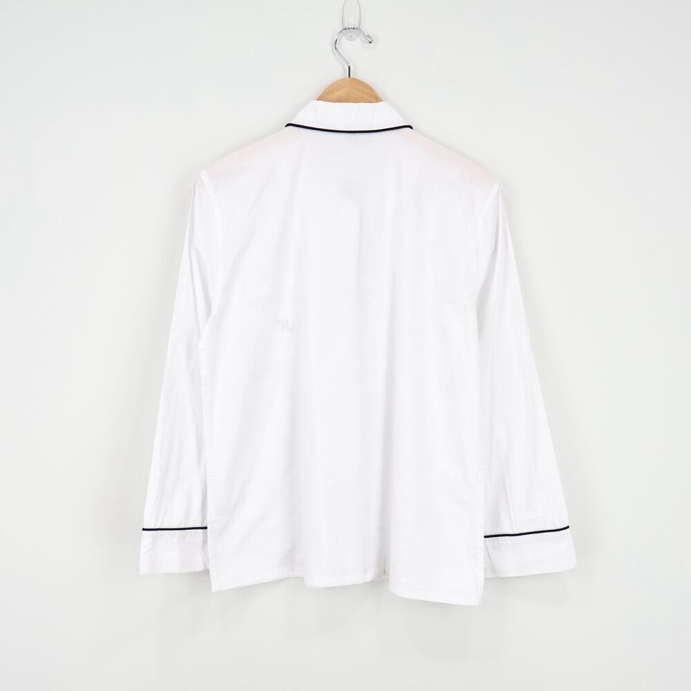 J. Crew White Cotton Pajama Set with Black Trim - Picture 8 of 15